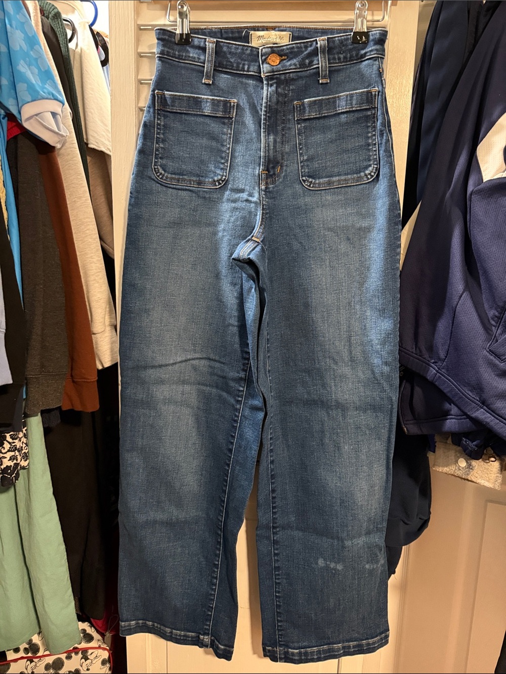 Blue wide leg curvy madewell jeans